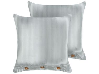 Set of 2 Cushions Striped 45 x 45 cm Green and White SEBRINE