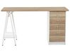 Schreibtisch heller Holzfarbton / weiss 140 x 60 cm 5 Schubladen HEBER_772880