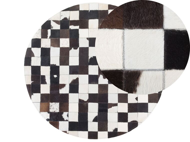 Okrúhly kožený koberec ⌀ 140 cm  čierna/biela BERGAMA_738037