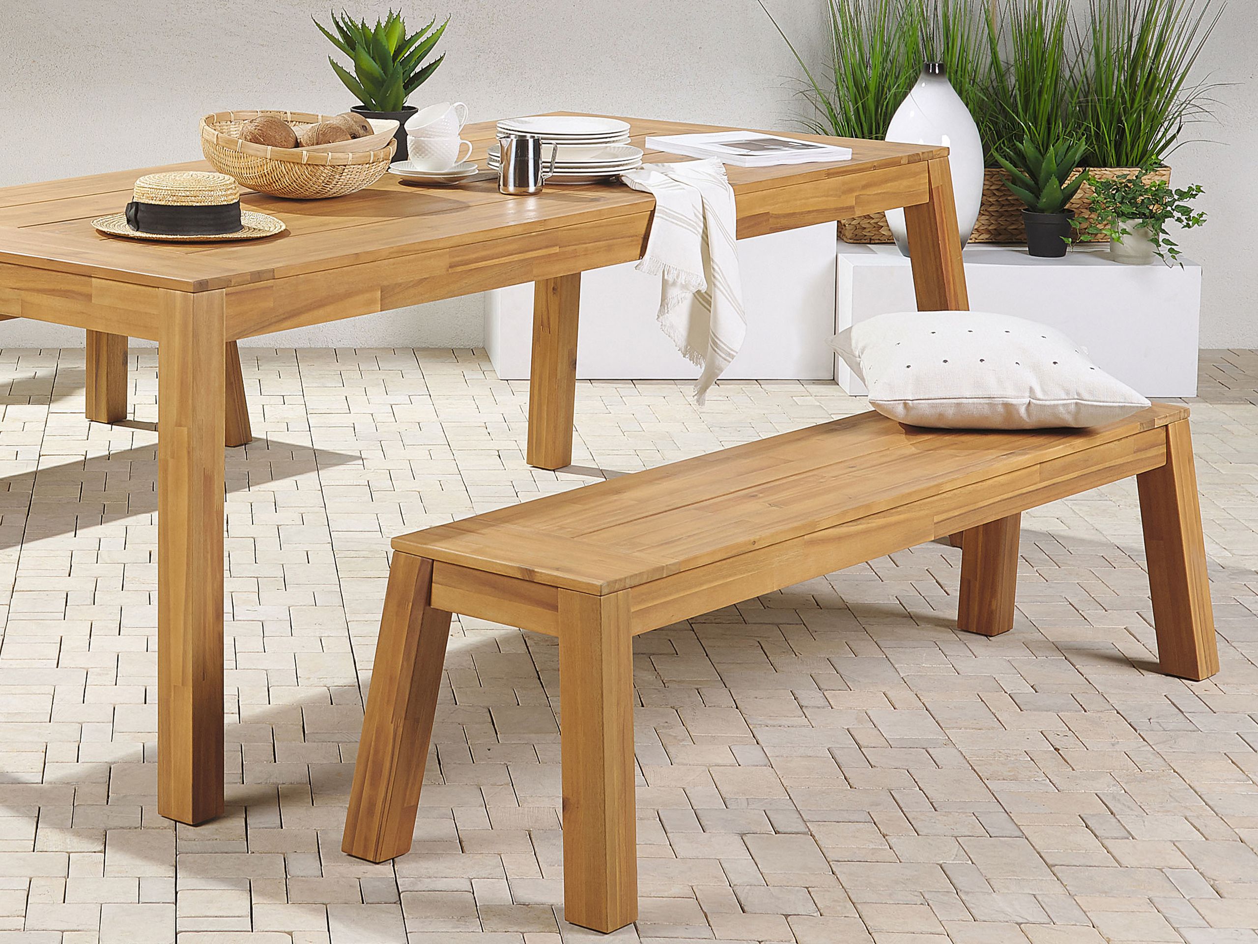 Banco de jardim em acácia clara 160 cm LIVORNO