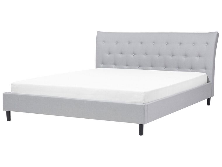 Letto matrimoniale velluto grigio chiaro in stile chesterfield 160x200cm AVALLON Letto matrimoniale velluto grigio chiaro in stile chesterfield 160x200cm AVALLON