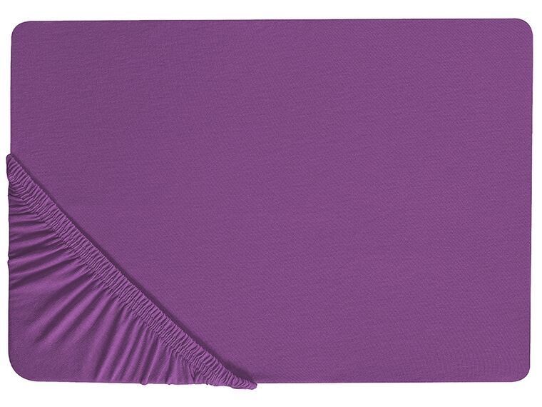Lenzuolo con angoli cotone viola 160 x 200 cm JANBU_845850