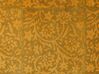 Almofada decorativa com padrão floral e borlas em veludo amarelo 45 x 45 cm RHEUM_838473