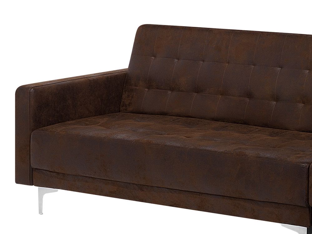 Left Hand Faux Leather Corner Sofa Brown ABERDEEN Beliani.co.uk
