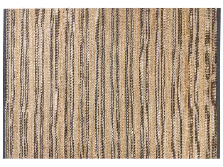 Teppich Jute beige / grau 160 x 230 cm Streifenmuster Kurzflor zweiseitig BUDHO_845630