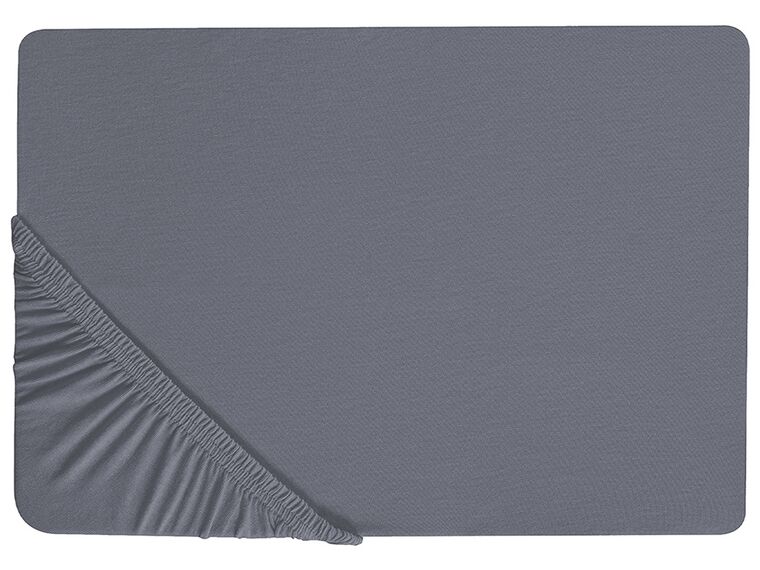 Cotton Fitted Sheet 90 x 200 cm Dark Grey JANBU_845298