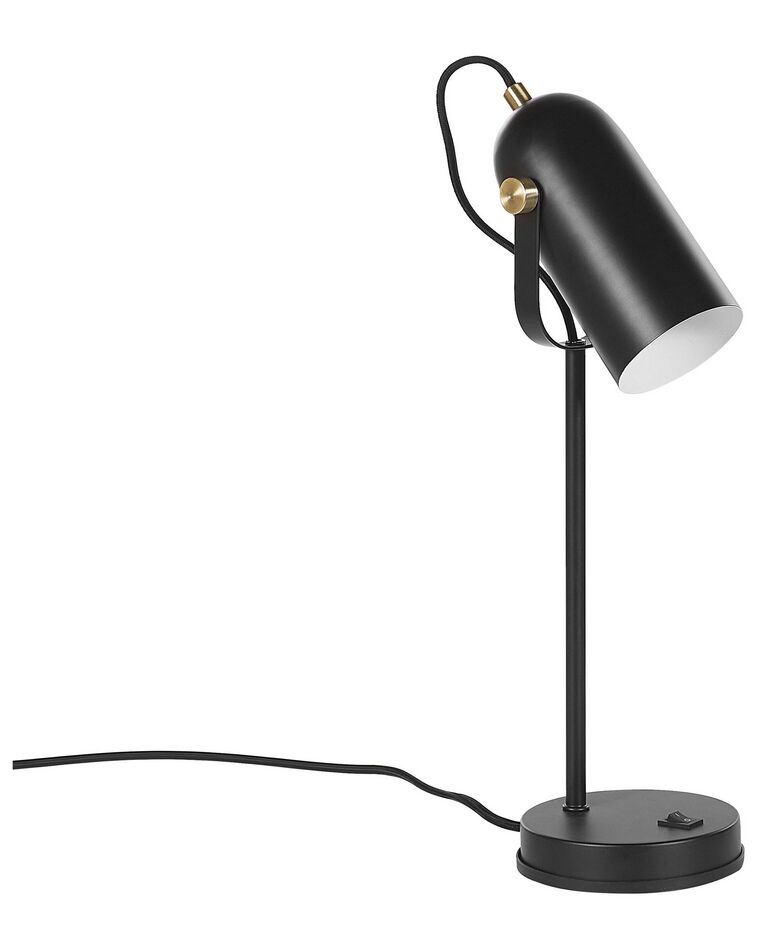 	Lámpara de mesa de metal negro/dorado/blanco 26 cm TYRIA_772251