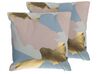 Sierkussen set van 2 abstract patroon roze/goud 45 x 45 cm IXIA_769651