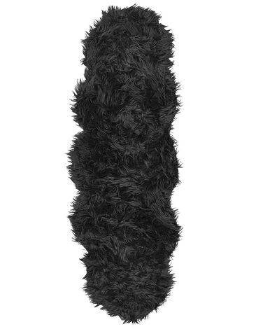 Vloerkleed van imitatie schapenvacht zwart 180 x 60 cm MAMUNGARI