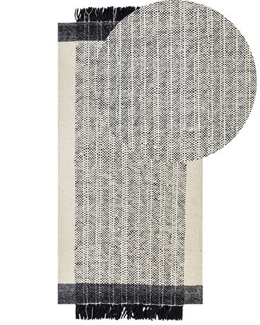 Alfombra de lana blanco crema/negro 80 x 150 cm KETENLI