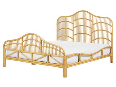 Ratanová postel 160 x 200 cm světlé dřevo DOMEYROT 