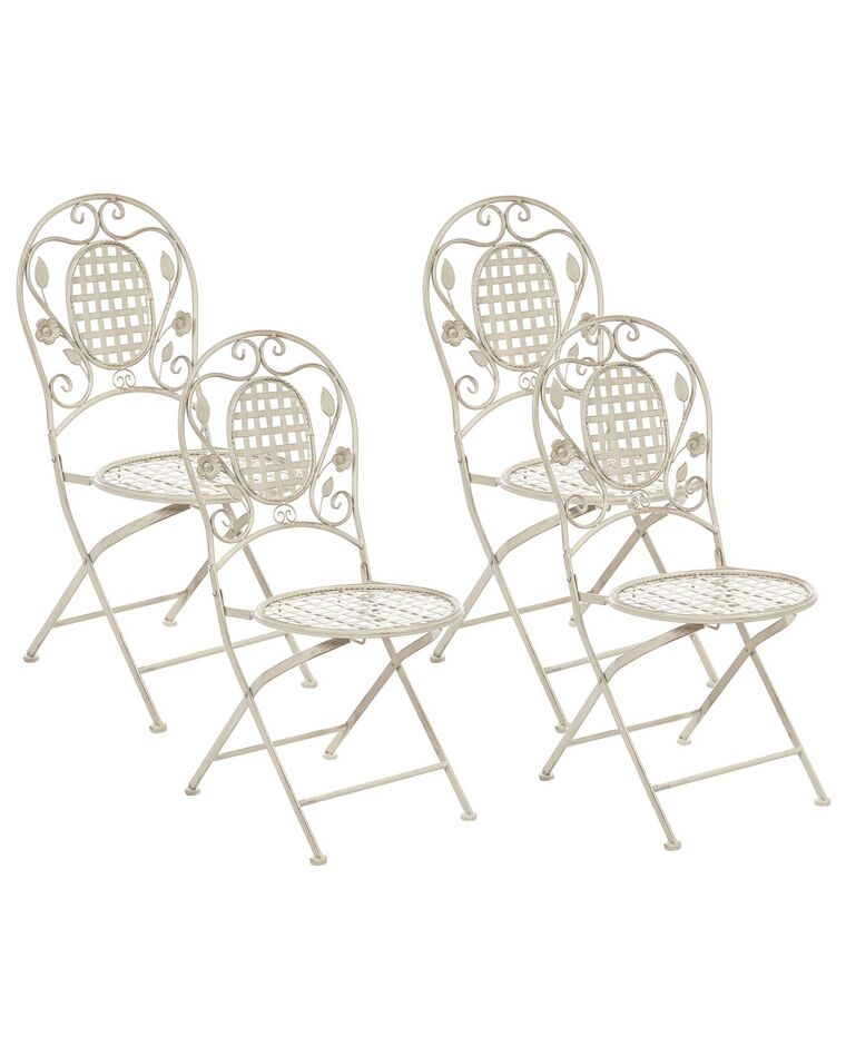 Conjunto de 4 cadeiras de jardim em metal branco sujo BIVIO_806670