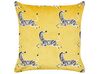 Conjunto de 2 cojines decorativos de terciopelo con patrón de cebras amarillo 45 x 45 cm ACONITUM_901991