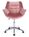 Krzesło biurowe regulowane welurowe różowe LABELLE_854923