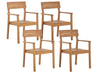 Set of 4 Acacia Wood Garden Chairs FORNELLI