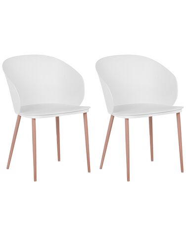 Conjunto de 2 sillas de comedor blanco/madera clara BLAYKEE