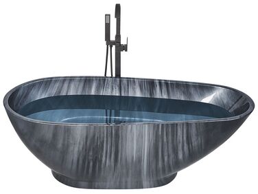 Banheira autónoma em acrílico preto com efeito de mármore 170 x 80 cm RIOJA