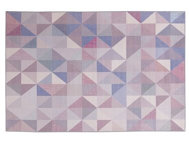 Teppich blau-grau 140 x 200 cm geometrisches Muster Kurzflor KARTEPE