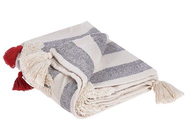 Cotton Blanket 125 x 150 cm White and Grey NAMTAR