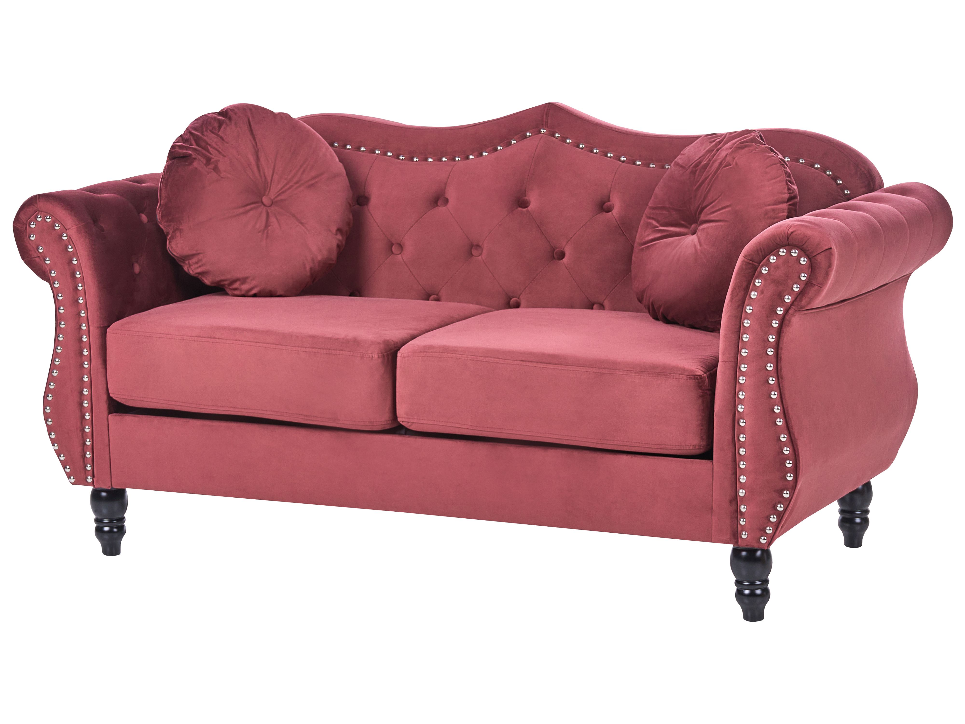 Soffa 2-sits sammet vinröd SKIEN | Beliani.se