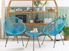 2 fauteuils spaghetti en rotin bleu et table pour intérieur et extérieur ACAPULCO II_813781