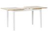 Eettafel uitschuifbaar rubberhout lichtbruin/wit 120/150 x 80 cm HOUSTON_785833