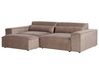 Kombinálható kétszemélyes barna kárpitozott kanapé ottománnal HELLNAR_912251