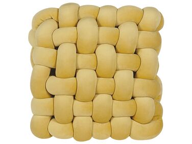 Velvet Knot Cushion 30 x 30 cm Yellow SIRALI