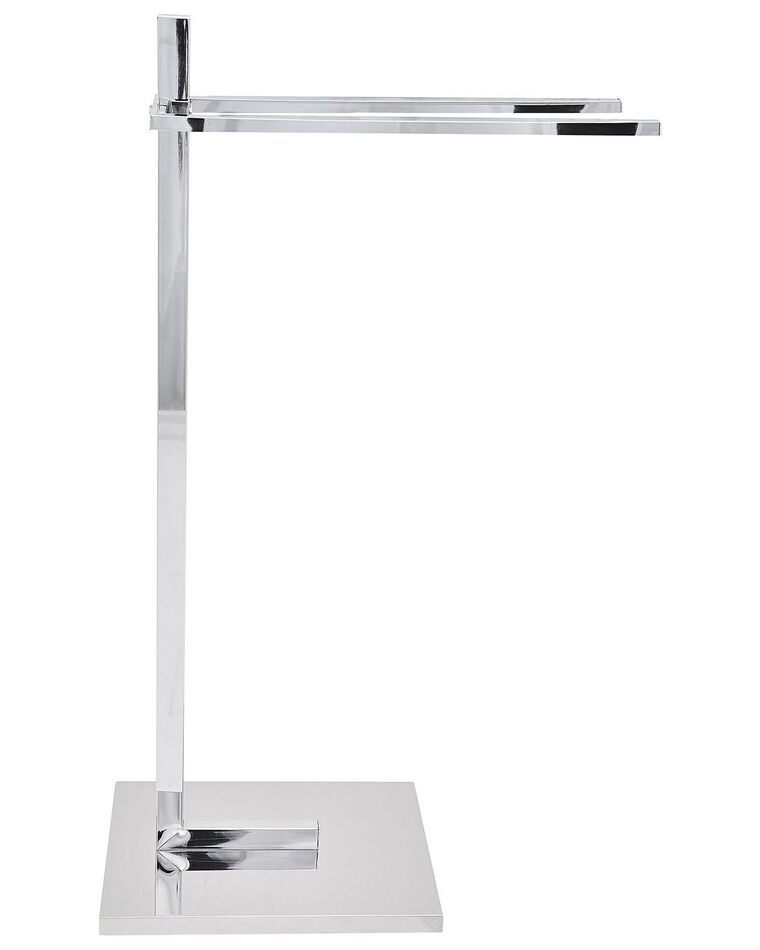 Porte-Serviettes Sur Pied 2 Barres Chromé – Design Moderne Et Glamour, Acier Solide, Idéal Salle De Bain Contemporaine Beliani