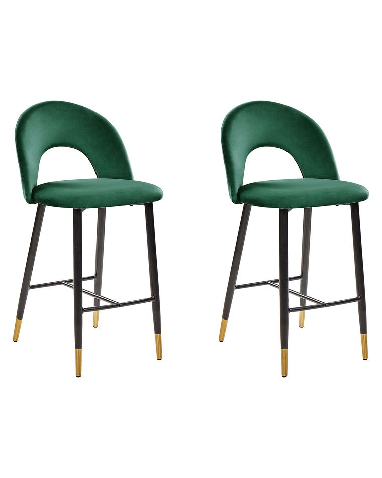 Zestaw 2 krzeseł barowych welurowy zielony FALTON_871420