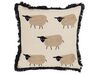 Set of 2 Fringed Cushions Sheep Motif 45 x 45 cm Beige BANNU_879383