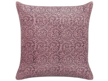 Velvet Cushion Floral Motif 45 x 45 cm Pink ROMNEYA