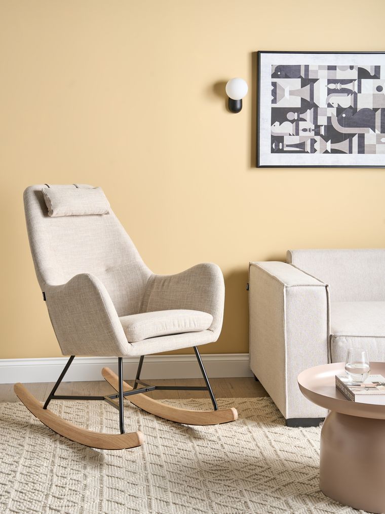 Fabric Rocking Chair Light Beige ARRIE | Beliani.co.uk