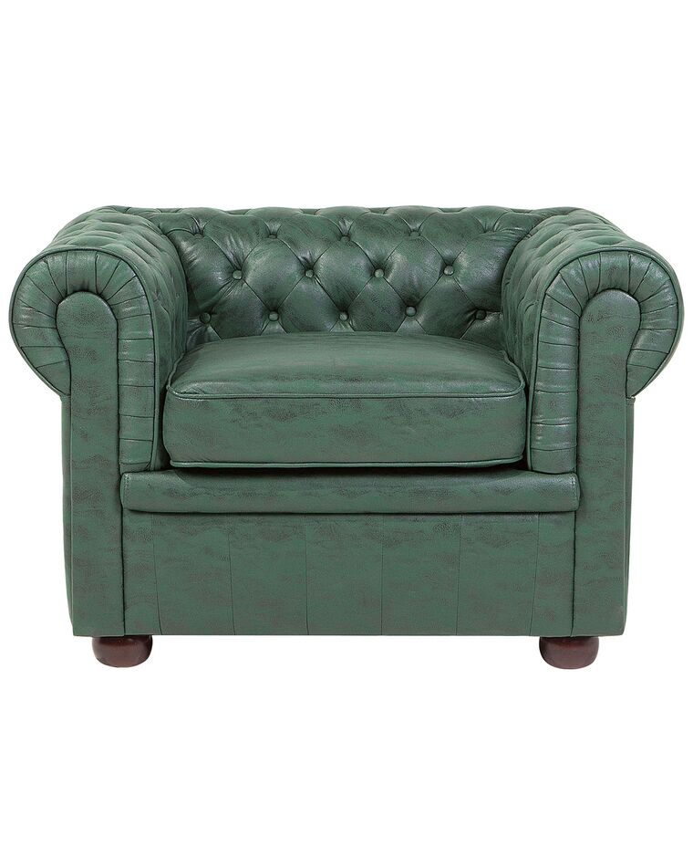 Faux Leather Armchair Green CHESTERFIELD Beliani.co.uk