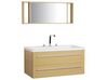 Mobile lavabo con specchio e 2 cassetti beige e argento ALMERIA_768666