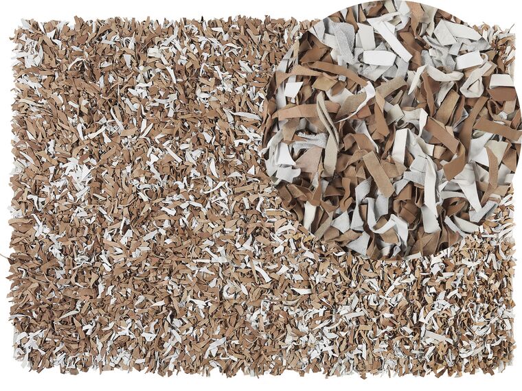 Kožený koberec 160 x 230 cm hnědá/šedá MUT_816188