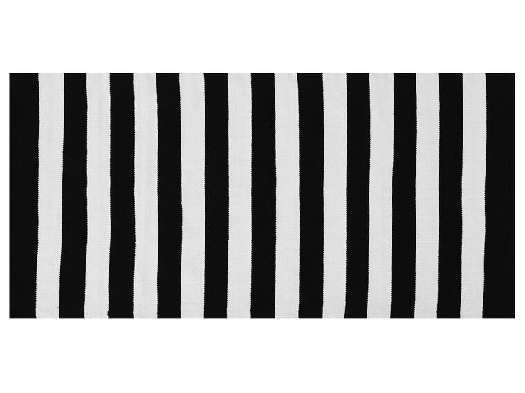 Fekete Fehér Csíkos Kültéri Szőnyeg 80 x 150 cm TAVAS_714795