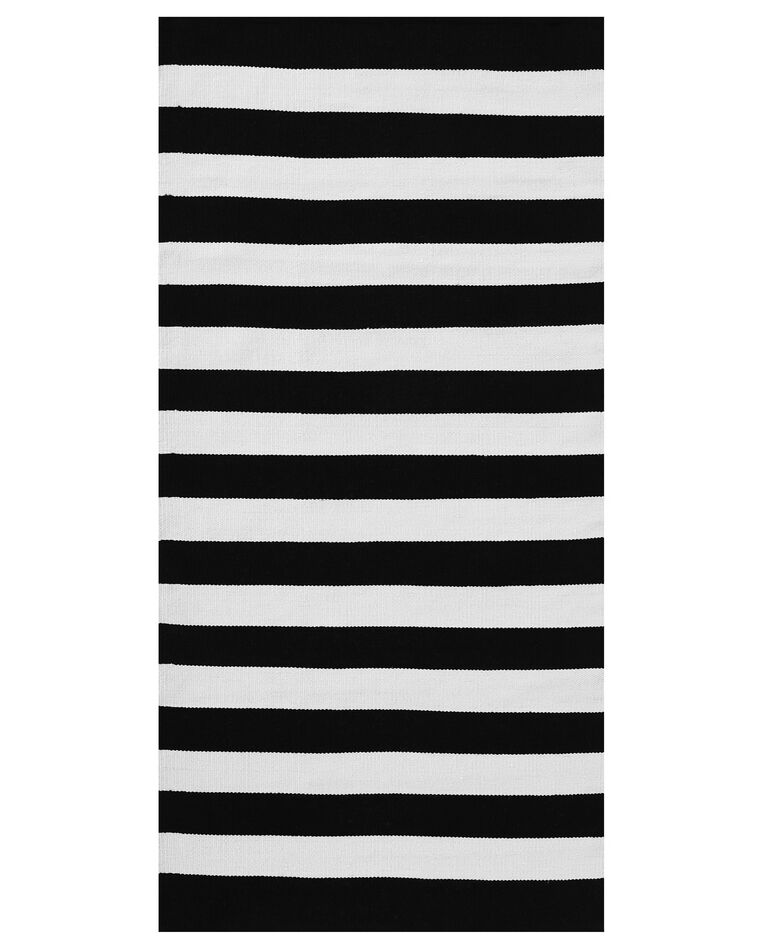 Outdoor Teppich schwarz-weiß 80 x 150 cm Streifenmuster Kurzflor TAVAS_714795