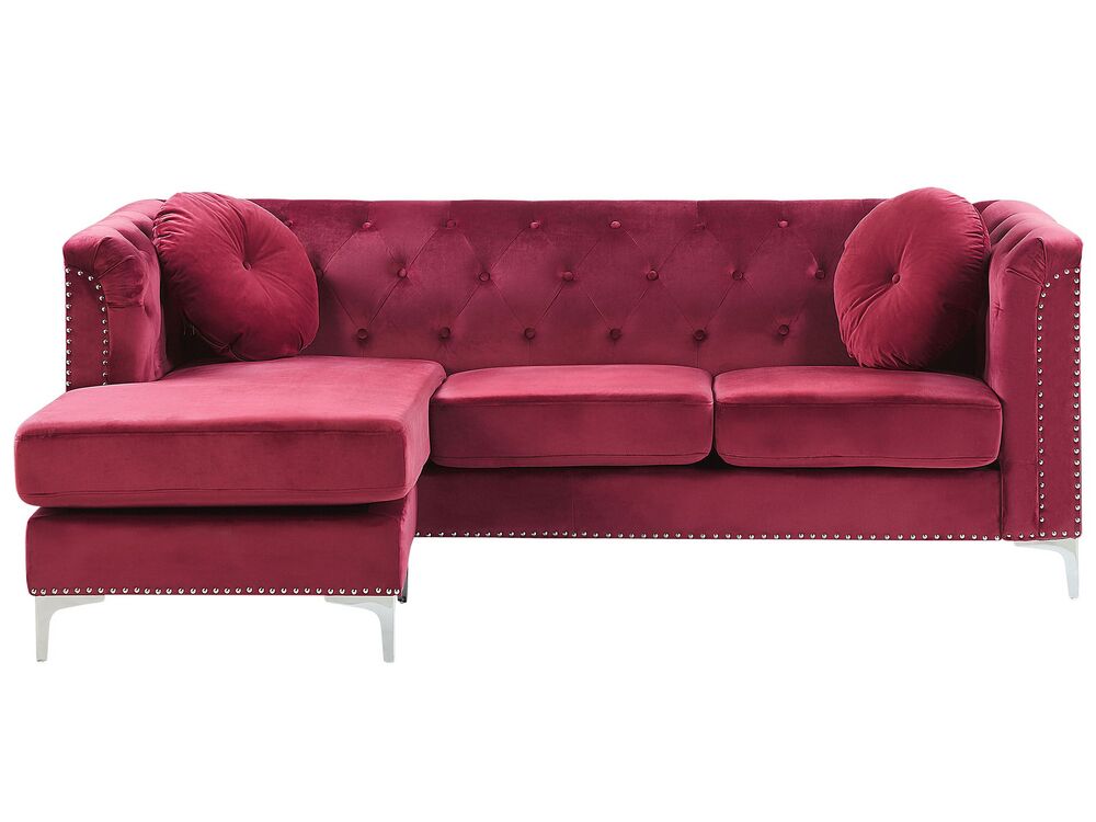 Right Hand Velvet Corner Sofa Burgundy FLEN ex Factury at Fair Price