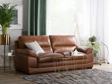 3 Seater Leather Sofa Golden Brown HORTEN