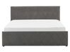 Bett Samtstoff grau Lattenrost Bettkasten hochklappbar 160 x 200 cm ROCHEFORT_786517