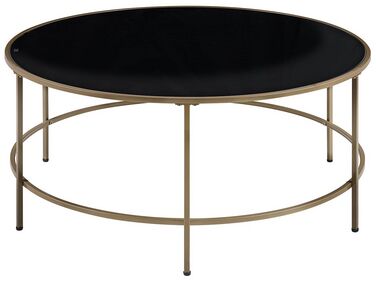 Tavolino da caffè vetro nero e oro ⌀ 88 cm FLORENCE