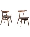 Set of 2 Wooden Dining Chairs Dark Wood and Grey LYNN_703692
