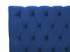 Cama con somier de terciopelo azul marino/madera oscura 160 x 200 cm AVALLON_729080