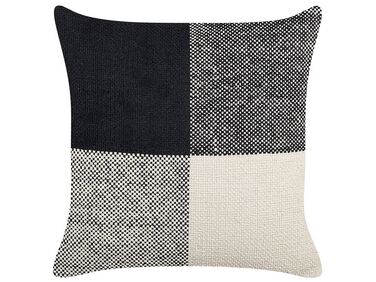 Cotton Cushion Patchwork Pattern 45 x 45 cm Black and Beige LAELIA