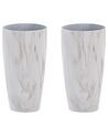 Conjunto de 2 vasos para plantas com efeito de mármore branca 23 x 23 x 42 cm LIMENARI_860277