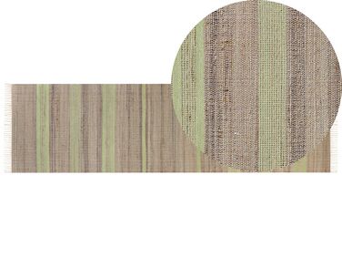 Tappeto iuta beige e verde chiaro 80 x 300 cm TALPUR