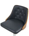 Conjunto de 2 sillas de bar de piel sintética negro/madera oscura/plateado VANCOUVER_869574