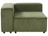 Left Hand 3 Seater Modular Jumbo Cord Corner Sofa with Ottoman Green APRICA_895388