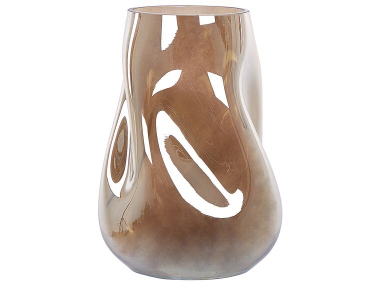 Glass Flower Vase 27 cm Brown IMEROS_838036
